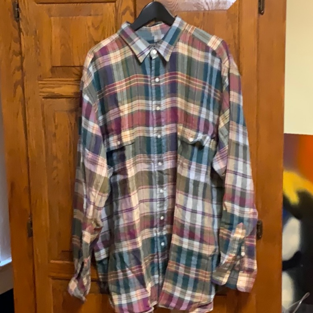 Ralph Lauren linen madras plaid shirt. Size: 2XLT